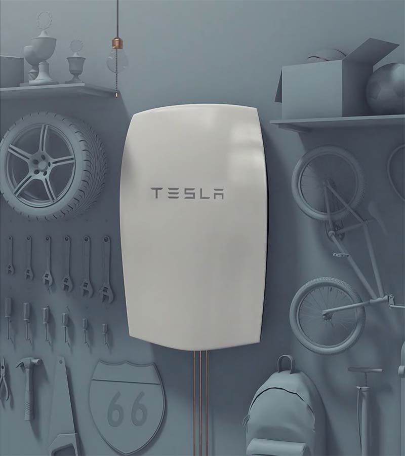 Tesla Powerwall mounted on wall